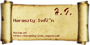 Haraszty Iván névjegykártya